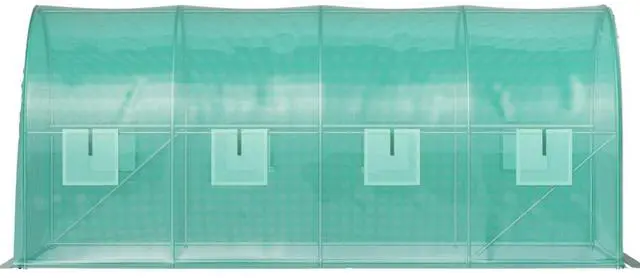 Main image of Walk-in Greenhouse with Zippered Door & 8 Roll-up Windows for Growing Vegetables, Plants, Outdoor Plant Tent with PE Cover and Steel Hoops for Backyard, Lawn, Garden