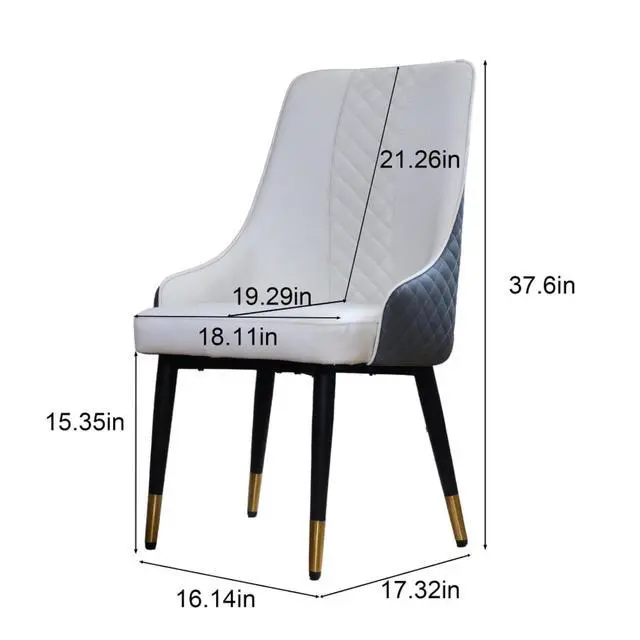 Alt view image 2 of 7 - Classic Minimalist Design Kitchen Dining Chair, Stable and Sturdy Metal Legs, Curved Design, PU Leather Soft Cushion Chair,Suitable for Dining Rooms,Set of 2 (White+Set of 2)