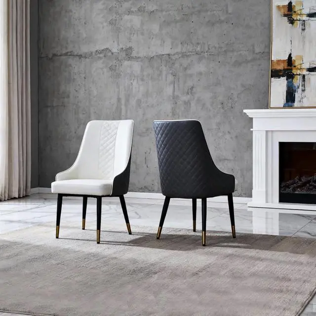 Alt view image 4 of 7 - Classic Minimalist Design Kitchen Dining Chair, Stable and Sturdy Metal Legs, Curved Design, PU Leather Soft Cushion Chair,Suitable for Dining Rooms,Set of 2 (White+Set of 2)