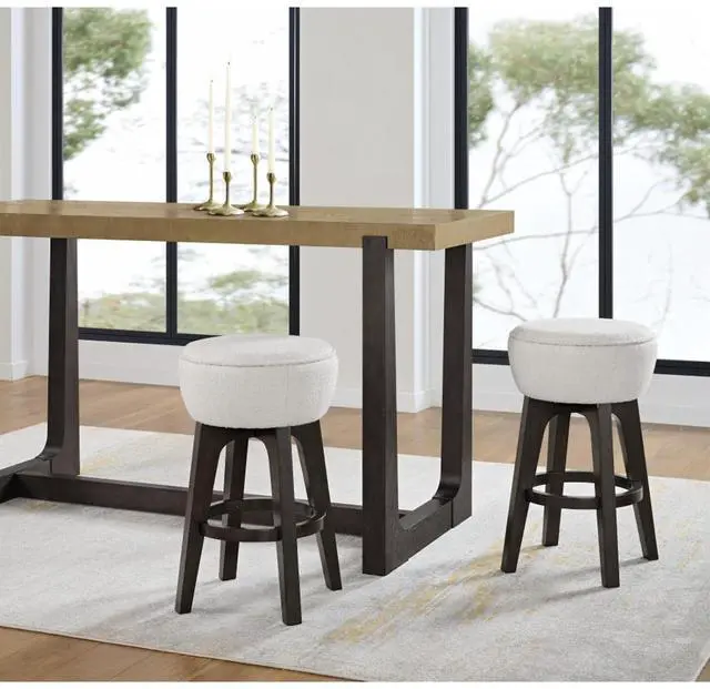 Main image of Simple Coastline Style Dining Chair, Stable and Sturdy Wood Frame, Soft and Comfortable Polyester Fabric, Creating A Classic Visual Effect, Suitable for Kitchen Use (Brown + Bar stool + Set of 2)