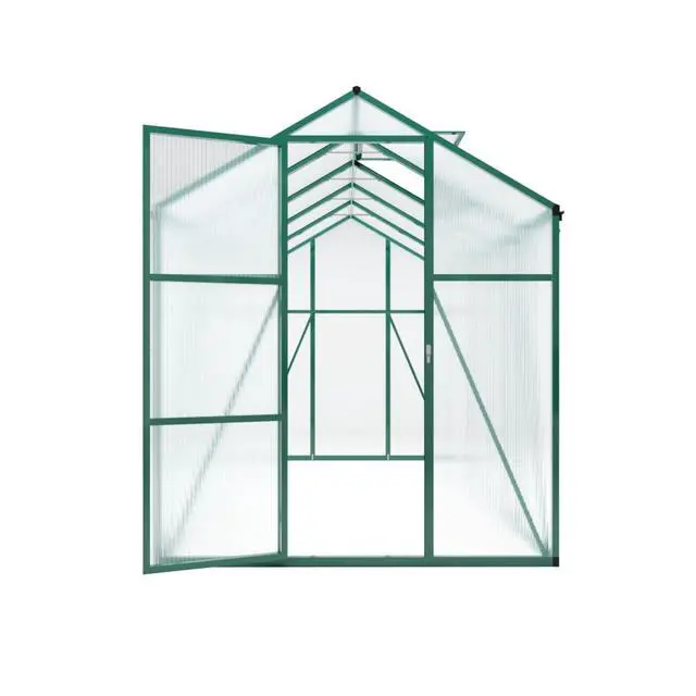 Alt view image 7 of 7 - Walk-in Greenhouse with Adjustable Roof and Built-in Gutter System for Backyard, Lawn, Outdoor Plant Tent with Aluminum Alloy Frame and Sliding Door for Growing Plants, Flowers