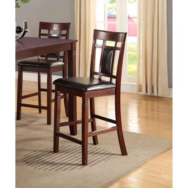 Alt view image 2 of 6 - 5-Piece Retro Dining Table Set with Square Table and 4 Chairs for Bar Cafe, Vintage Kitchen Set with Unique Eyelet Design Backrest & Solid Wood Frame for Dining Room