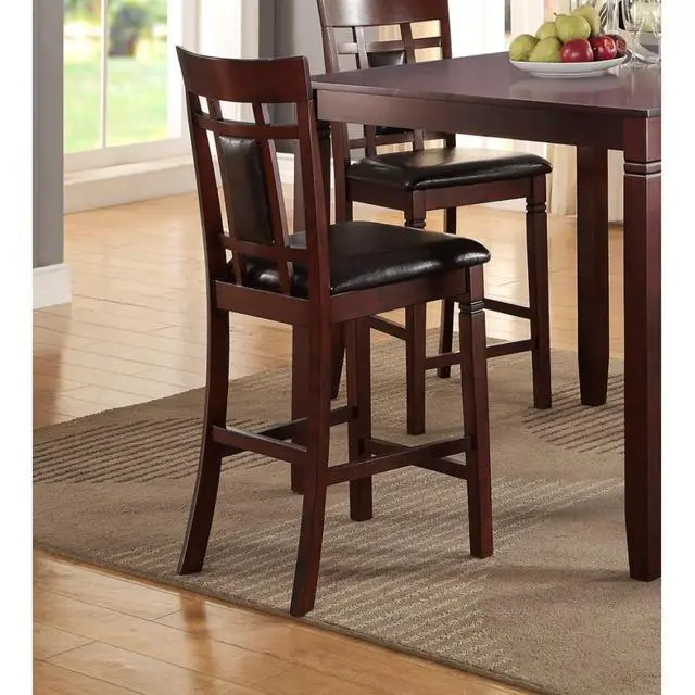 Alt view image 5 of 6 - 5-Piece Retro Dining Table Set with Square Table and 4 Chairs for Bar Cafe, Vintage Kitchen Set with Unique Eyelet Design Backrest & Solid Wood Frame for Dining Room