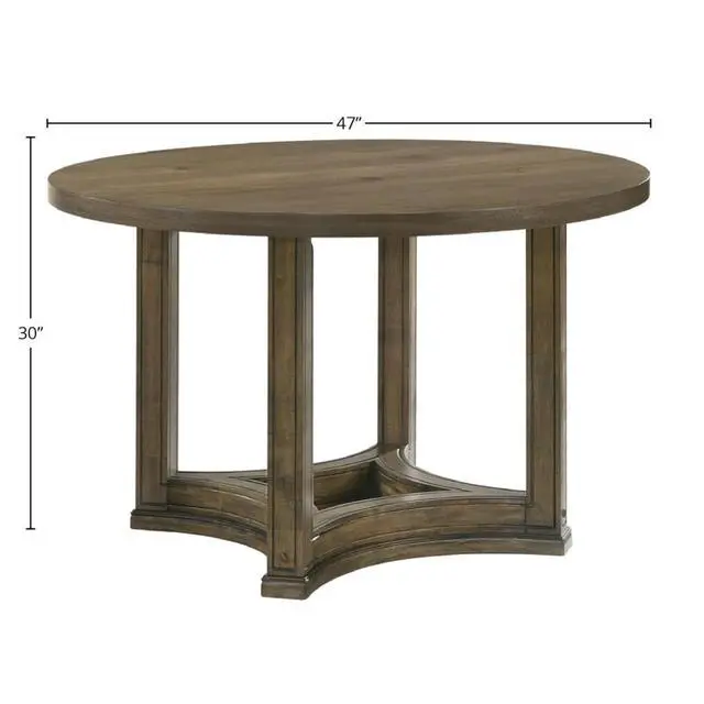 Alt view image 3 of 7 - 5-Piece Vintage Dining Table Set with Round Table and 4 Ladder Back Chairs for Family Gathering, Retro Kitchen Table Set with Sturdy Wood Base for Dining Room and Kitchen