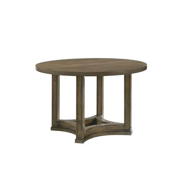Alt view image 5 of 7 - 5-Piece Vintage Dining Table Set with Round Table and 4 Ladder Back Chairs for Family Gathering, Retro Kitchen Table Set with Sturdy Wood Base for Dining Room and Kitchen