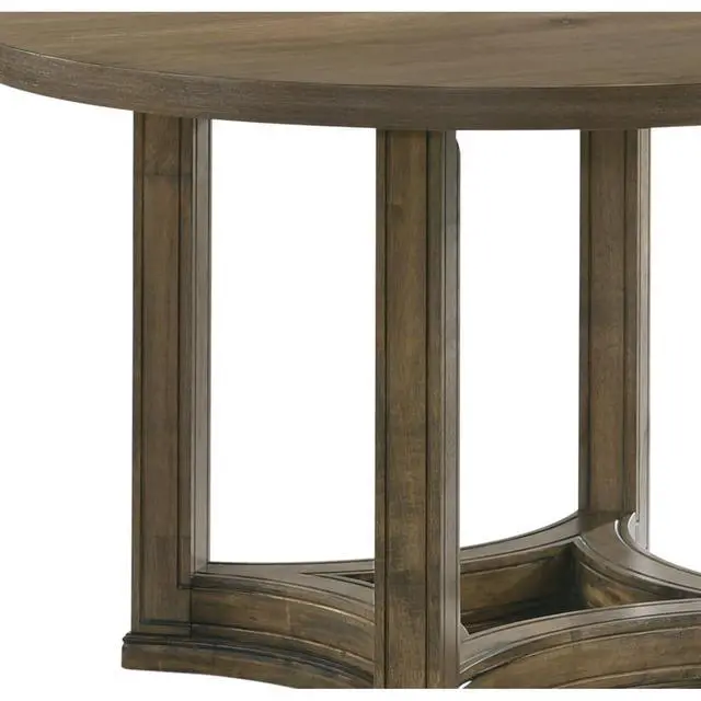 Alt view image 6 of 7 - 5-Piece Vintage Dining Table Set with Round Table and 4 Ladder Back Chairs for Family Gathering, Retro Kitchen Table Set with Sturdy Wood Base for Dining Room and Kitchen