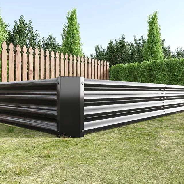 Alt view image 2 of 7 - 2 Pieces Metal Raised Bed with Open Bottom Design for Backyard, Lawn, Poolside, Outdoor Planter Box with Anti-Rust Iron Frame for Growing Flowers, Vegetables, Plants (8x4x1FT Black 1PCS)