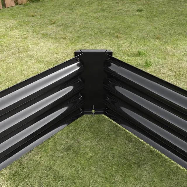 Alt view image 3 of 7 - 2 Pieces Metal Raised Bed with Open Bottom Design for Backyard, Lawn, Poolside, Outdoor Planter Box with Anti-Rust Iron Frame for Growing Flowers, Vegetables, Plants (8x4x1FT Black 1PCS)
