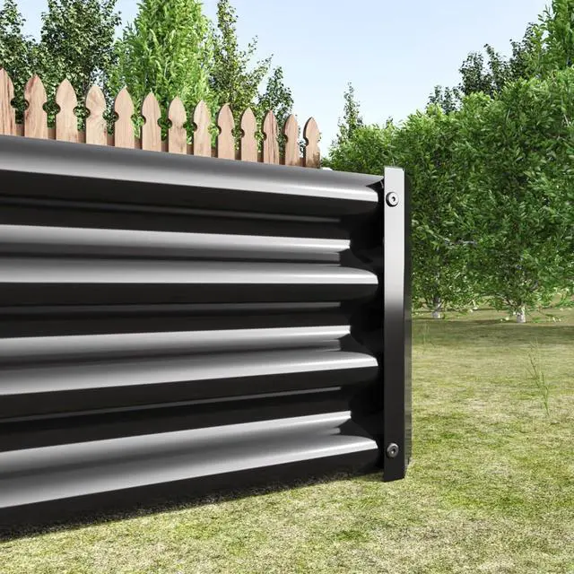 Alt view image 7 of 7 - 2 Pieces Metal Raised Bed with Open Bottom Design for Backyard, Lawn, Poolside, Outdoor Planter Box with Anti-Rust Iron Frame for Growing Flowers, Vegetables, Plants (8x4x1FT Black 1PCS)