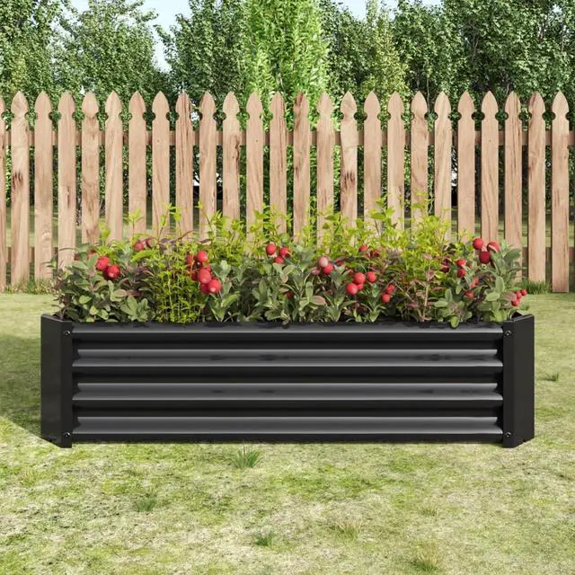 Main image of 2 Pieces Metal Raised Bed with Open Bottom Design for Backyard, Lawn, Poolside, Outdoor Planter Box with Anti-Rust Iron Frame for Growing Flowers, Vegetables, Plants (4x2x1FT Black 2PCS)