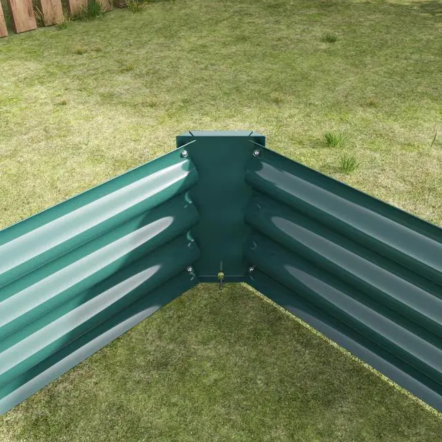Alt view image 3 of 7 - Raised Garden Bed Kit with Metal Frame and Open Bottom for Backyard, Park, Poolside, Outdoor Planter Box with 2 Supporting Bars for Growing Flowers, Plants, Vegetables (8x4x1FT Green 1PCS)