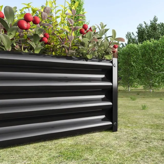 Alt view image 7 of 7 - 2 Pieces Metal Raised Bed with Open Bottom Design for Backyard, Lawn, Poolside, Outdoor Planter Box with Anti-Rust Iron Frame for Growing Flowers, Vegetables, Plants (4x2x1FT Black 2PCS)