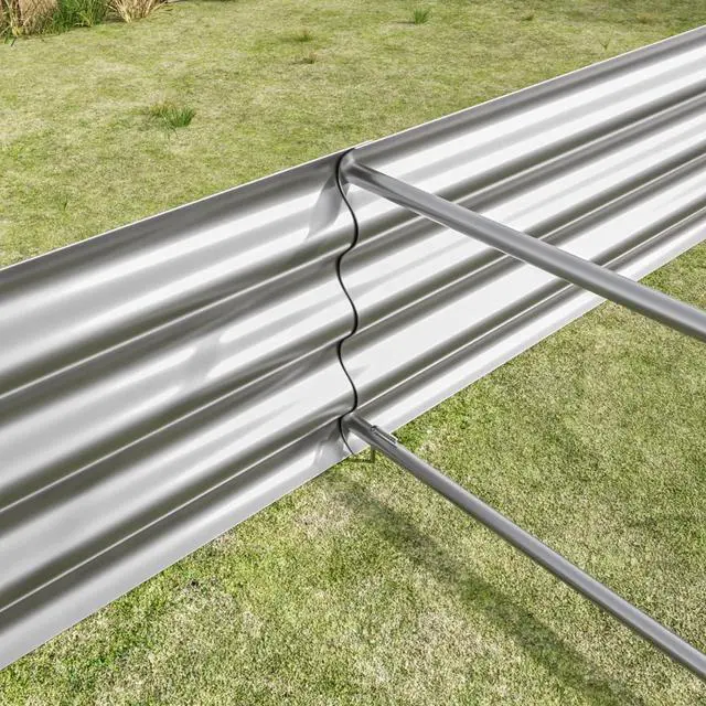 Alt view image 4 of 7 - 2 Pieces Metal Raised Bed with Open Bottom Design for Backyard, Lawn, Poolside, Outdoor Planter Box with Anti-Rust Iron Frame for Growing Flowers, Vegetables, Plants (8x4x1FT Silver 1PCS)