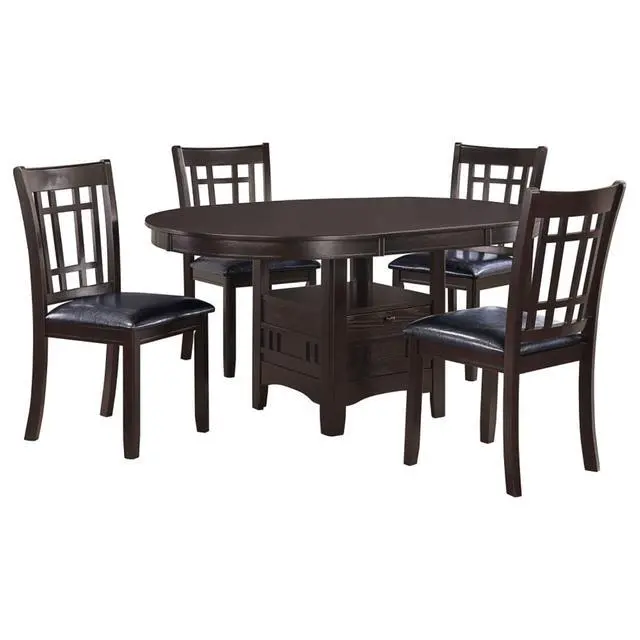 Alt view image 2 of 7 - 5-Piece Oval Kitchen Set with Extendable Tabletop and 4 Ergonomic Chairs for Home Restaurant, Retro Dining Table and Chairs Set with Closed Storage Unit for Dining Room