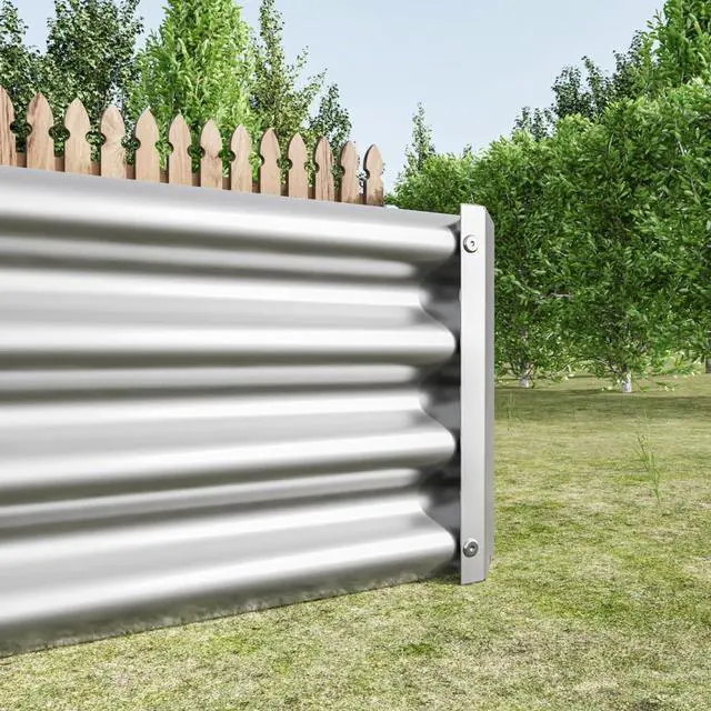 Alt view image 5 of 7 - 2 Pieces Metal Raised Bed with Open Bottom Design for Backyard, Lawn, Poolside, Outdoor Planter Box with Anti-Rust Iron Frame for Growing Flowers, Vegetables, Plants (8x4x1FT Silver 1PCS)