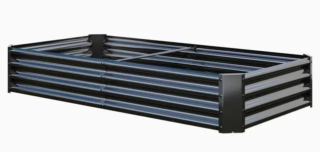 Alt view image 6 of 7 - 2 Pieces Metal Raised Bed with Open Bottom Design for Backyard, Lawn, Poolside, Outdoor Planter Box with Anti-Rust Iron Frame for Growing Flowers, Vegetables, Plants (6x3x1FT Black 2PCS)