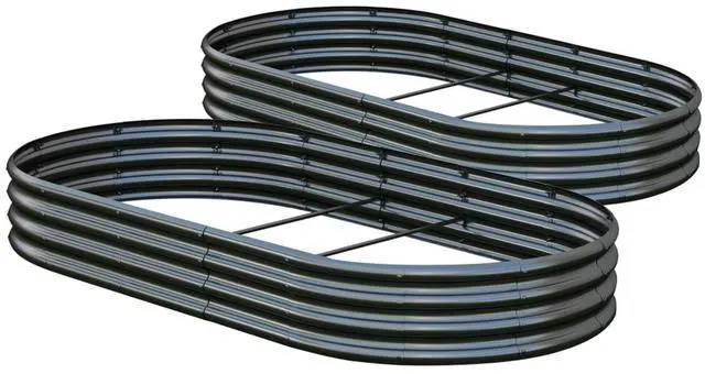 Alt view image 2 of 7 - 2 Pieces Raised Garden Bed Kit with Open Bottom Design for Park, Backyard, Outdoor Raised Bed with Thick Galvanized Metal Frame for Flowers, Vegetables, Herbs (2Pcs 8x4x1ft Black)