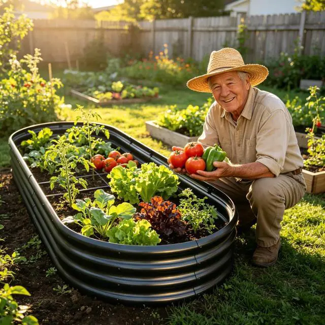 Alt view image 7 of 7 - 2 Pieces Raised Garden Bed Kit with Open Bottom Design for Park, Backyard, Outdoor Raised Bed with Thick Galvanized Metal Frame for Flowers, Vegetables, Herbs (2Pcs 8x4x1ft Black)