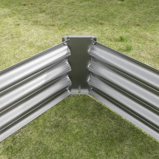 Alt view image 3 of 7 - Raised Garden Bed with Metal Frame and Open Bottom for Park, Backyard, Outdoor Planter Box with Anti-Rust Coating and 2 Supporting Bars for Flower, Planters, Vegetables (8x4x1FT Silver 1PCS)