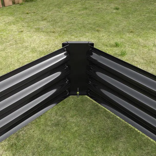 Alt view image 3 of 7 - Raised Garden Bed with Metal Frame and Open Bottom for Park, Backyard, Outdoor Planter Box with Anti-Rust Coating and 2 Supporting Bars for Flower, Planters, Vegetables (8x4x1FT Black 1PCS)