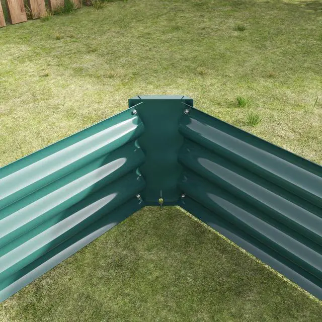 Alt view image 3 of 7 - Raised Garden Bed with Metal Frame and Open Bottom for Park, Backyard, Outdoor Planter Box with Anti-Rust Coating and 2 Supporting Bars for Flower, Planters, Vegetables (8x4x1FT Green 1PCS)