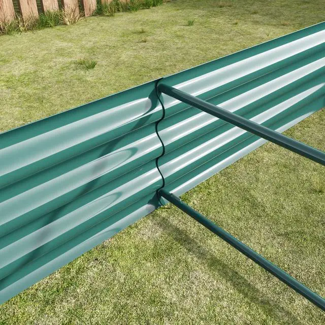 Alt view image 4 of 7 - Raised Garden Bed with Metal Frame and Open Bottom for Park, Backyard, Outdoor Planter Box with Anti-Rust Coating and 2 Supporting Bars for Flower, Planters, Vegetables (8x4x1FT Green 1PCS)