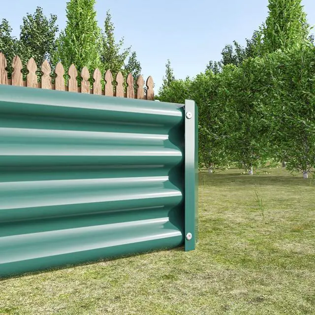 Alt view image 5 of 7 - Raised Garden Bed with Metal Frame and Open Bottom for Park, Backyard, Outdoor Planter Box with Anti-Rust Coating and 2 Supporting Bars for Flower, Planters, Vegetables (8x4x1FT Green 1PCS)