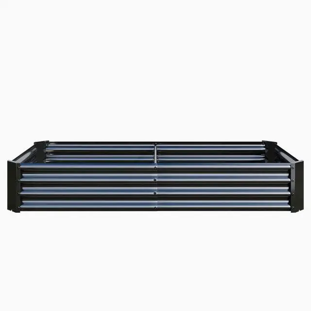 Alt view image 5 of 7 - Raised Garden Bed with Metal Frame and Open Bottom for Park, Backyard, Outdoor Planter Box with Anti-Rust Coating and 2 Supporting Bars for Flower, Planters, Vegetables (6x3x1FT Black 2PCS)