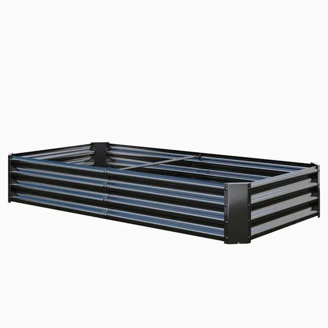 Alt view image 6 of 7 - Raised Garden Bed with Metal Frame and Open Bottom for Park, Backyard, Outdoor Planter Box with Anti-Rust Coating and 2 Supporting Bars for Flower, Planters, Vegetables (6x3x1FT Black 2PCS)
