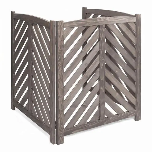 Main image of Outdoor Raised Garden Bed with Open Bottom and Solid Wood Frame for Poolside, Backyard, Patio Large Planter Box with Corner Cover for Vegetables, Flowers and Herbs (Wood Privacy Fence-Grey)