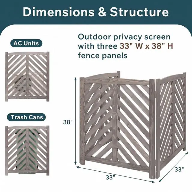 Alt view image 2 of 7 - Outdoor Raised Garden Bed with Open Bottom and Solid Wood Frame for Poolside, Backyard, Patio Large Planter Box with Corner Cover for Vegetables, Flowers and Herbs (Wood Privacy Fence-Grey)