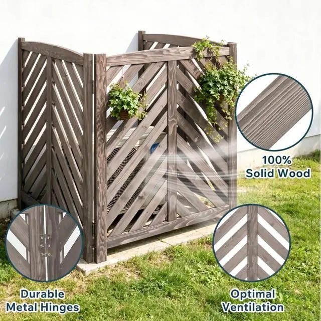 Alt view image 4 of 7 - Outdoor Raised Garden Bed with Open Bottom and Solid Wood Frame for Poolside, Backyard, Patio Large Planter Box with Corner Cover for Vegetables, Flowers and Herbs (Wood Privacy Fence-Grey)