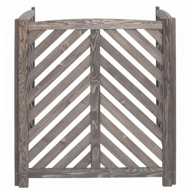 Alt view image 7 of 7 - Outdoor Raised Garden Bed with Open Bottom and Solid Wood Frame for Poolside, Backyard, Patio Large Planter Box with Corner Cover for Vegetables, Flowers and Herbs (Wood Privacy Fence-Grey)