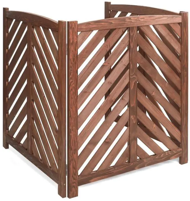 Main image of Outdoor Raised Garden Bed with Open Bottom and Solid Wood Frame for Poolside, Backyard, Patio Large Planter Box with Corner Cover for Vegetables, Flowers and Herbs (Wood Privacy Fence-Brown)