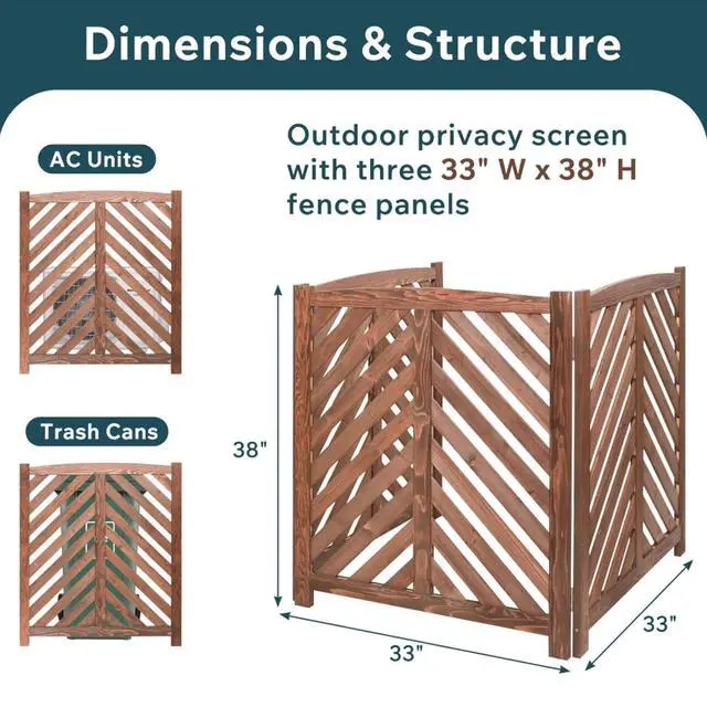 Alt view image 2 of 7 - Outdoor Raised Garden Bed with Open Bottom and Solid Wood Frame for Poolside, Backyard, Patio Large Planter Box with Corner Cover for Vegetables, Flowers and Herbs (Wood Privacy Fence-Brown)