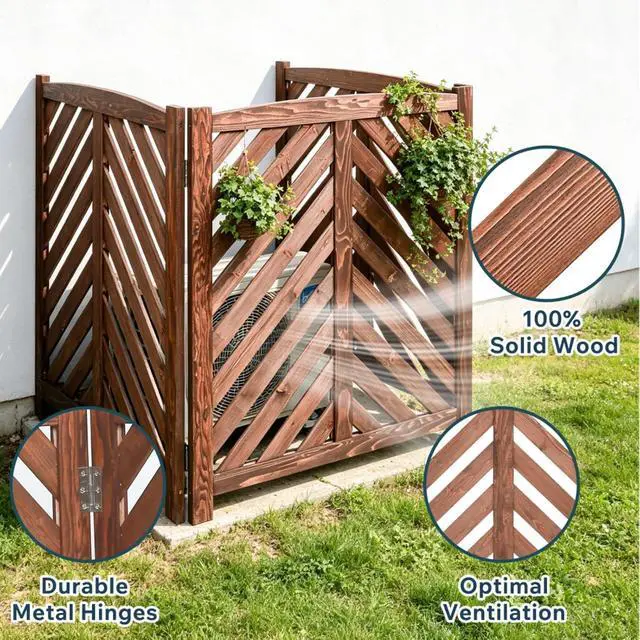 Alt view image 3 of 7 - Outdoor Raised Garden Bed with Open Bottom and Solid Wood Frame for Poolside, Backyard, Patio Large Planter Box with Corner Cover for Vegetables, Flowers and Herbs (Wood Privacy Fence-Brown)