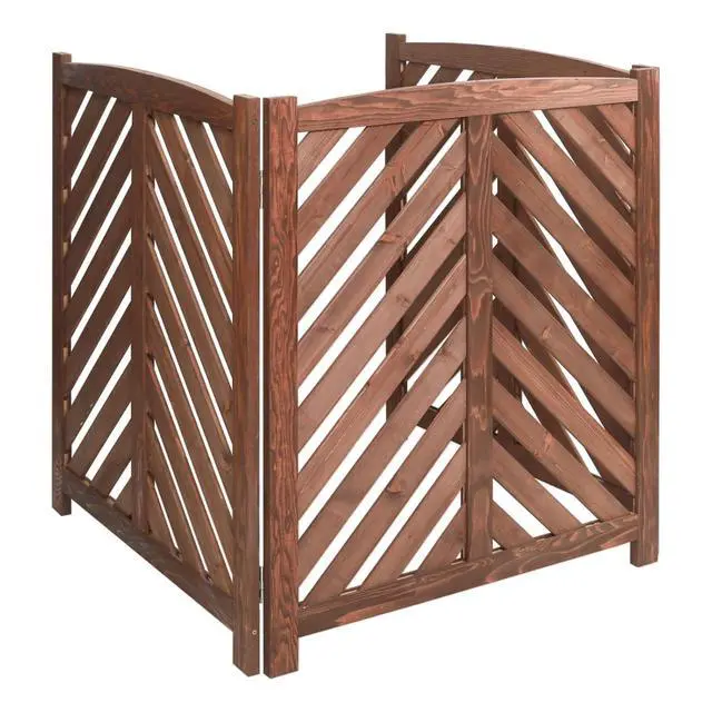 Alt view image 7 of 7 - Outdoor Raised Garden Bed with Open Bottom and Solid Wood Frame for Poolside, Backyard, Patio Large Planter Box with Corner Cover for Vegetables, Flowers and Herbs (Wood Privacy Fence-Brown)