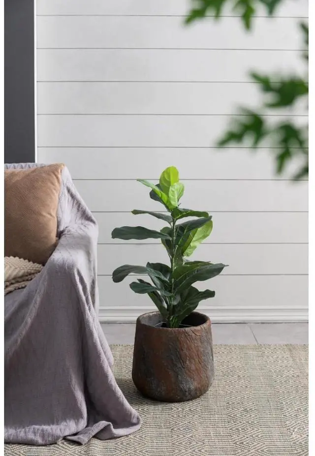Main image of Antique Cement Planter with Rustic Style for Backyard, Living Room, Balcony, Outdoor Flower Pot with Uneven Surface and Stone-Like Look for Growing Flowers, Plants (Style 4)