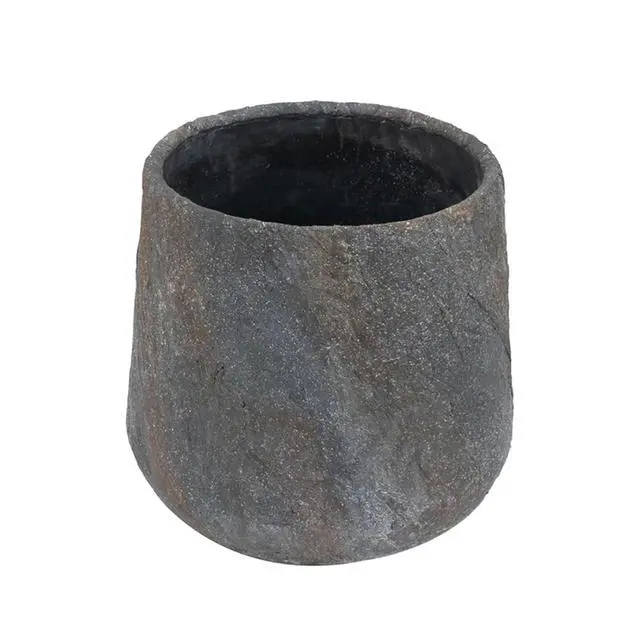 Alt view image 2 of 7 - Antique Cement Planter with Rustic Style for Backyard, Living Room, Balcony, Outdoor Flower Pot with Uneven Surface and Stone-Like Look for Growing Flowers, Plants (Style 4)