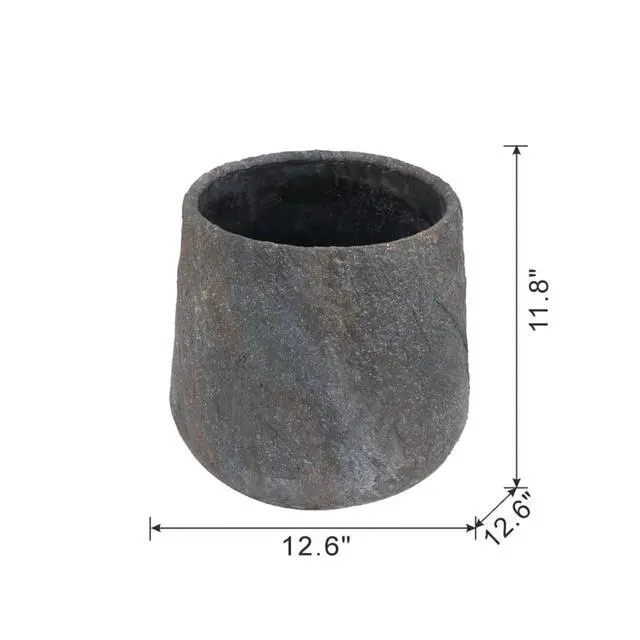 Alt view image 3 of 7 - Antique Cement Planter with Rustic Style for Backyard, Living Room, Balcony, Outdoor Flower Pot with Uneven Surface and Stone-Like Look for Growing Flowers, Plants (Style 4)