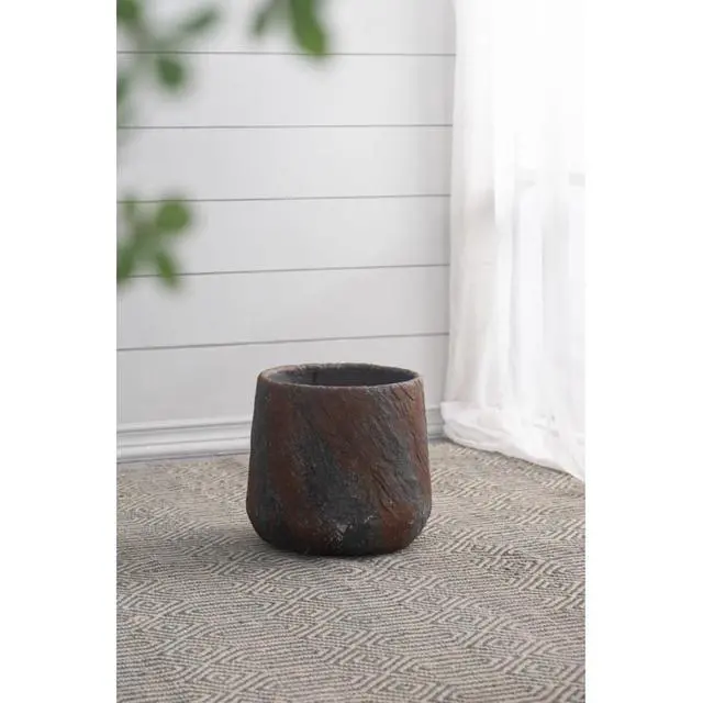 Alt view image 4 of 7 - Antique Cement Planter with Rustic Style for Backyard, Living Room, Balcony, Outdoor Flower Pot with Uneven Surface and Stone-Like Look for Growing Flowers, Plants (Style 4)
