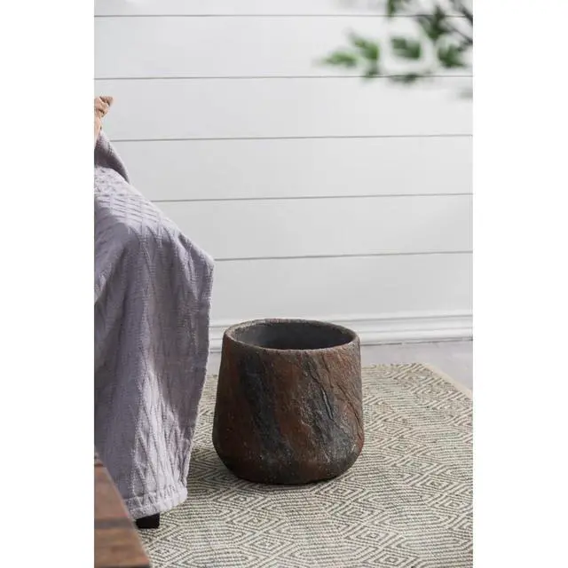 Alt view image 6 of 7 - Antique Cement Planter with Rustic Style for Backyard, Living Room, Balcony, Outdoor Flower Pot with Uneven Surface and Stone-Like Look for Growing Flowers, Plants (Style 4)