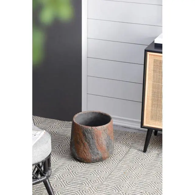 Alt view image 7 of 7 - Antique Cement Planter with Rustic Style for Backyard, Living Room, Balcony, Outdoor Flower Pot with Uneven Surface and Stone-Like Look for Growing Flowers, Plants (Style 4)