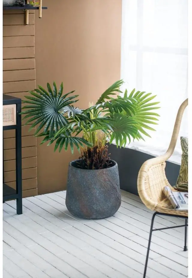 Main image of Antique Cement Planter with Rustic Style for Backyard, Living Room, Balcony, Outdoor Flower Pot with Uneven Surface and Stone-Like Look for Growing Flowers, Plants (Style 3)