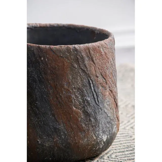 Alt view image 5 of 7 - Antique Cement Planter with Rustic Style for Backyard, Living Room, Balcony, Outdoor Flower Pot with Uneven Surface and Stone-Like Look for Growing Flowers, Plants (Style 4)
