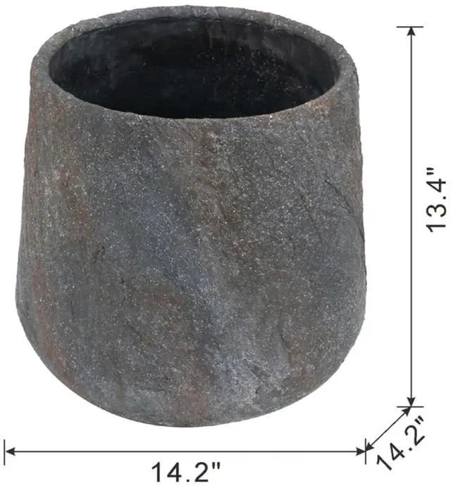 Alt view image 3 of 7 - Antique Cement Planter with Rustic Style for Backyard, Living Room, Balcony, Outdoor Flower Pot with Uneven Surface and Stone-Like Look for Growing Flowers, Plants (Style 3)