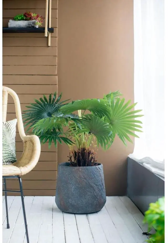 Alt view image 7 of 7 - Antique Cement Planter with Rustic Style for Backyard, Living Room, Balcony, Outdoor Flower Pot with Uneven Surface and Stone-Like Look for Growing Flowers, Plants (Style 3)