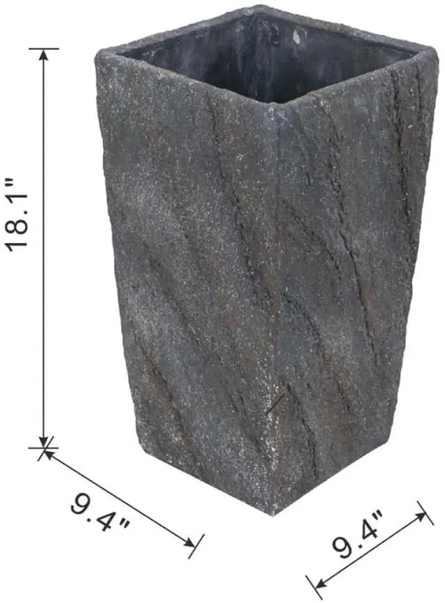 Alt view image 3 of 7 - Antique Cement Planter with Rustic Style for Backyard, Living Room, Balcony, Outdoor Flower Pot with Uneven Surface and Stone-Like Look for Growing Flowers, Plants (Style 1)