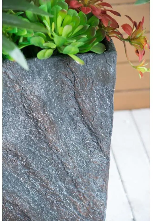 Alt view image 4 of 7 - Antique Cement Planter with Rustic Style for Backyard, Living Room, Balcony, Outdoor Flower Pot with Uneven Surface and Stone-Like Look for Growing Flowers, Plants (Style 1)