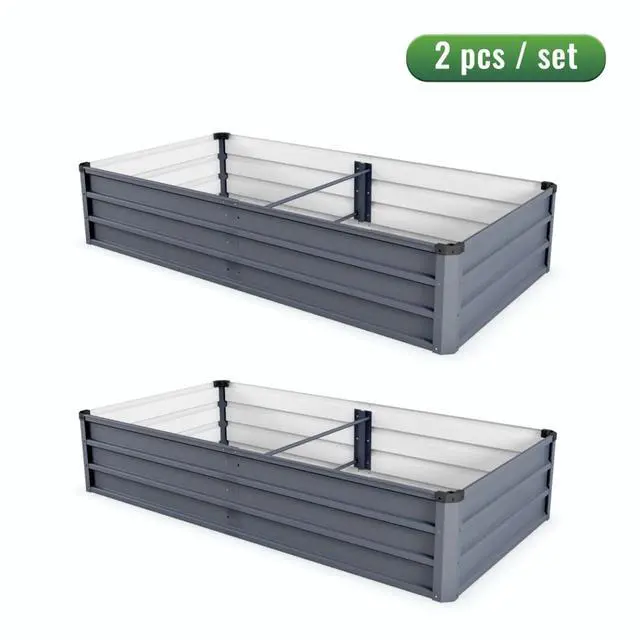Alt view image 7 of 7 - Large Raised Garden Bed with Metal Frame and Open-Bottom Design for Backyard, Outdoor Planter Box with Rust-Proof Construction for Growing Plants, Vegetables and Flowers (6 * 3 * 1FT+ 2PCS)